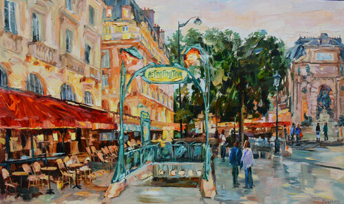 Métro St. Michel III par Olga Novokhatska, Peinture en vente sur Singulart