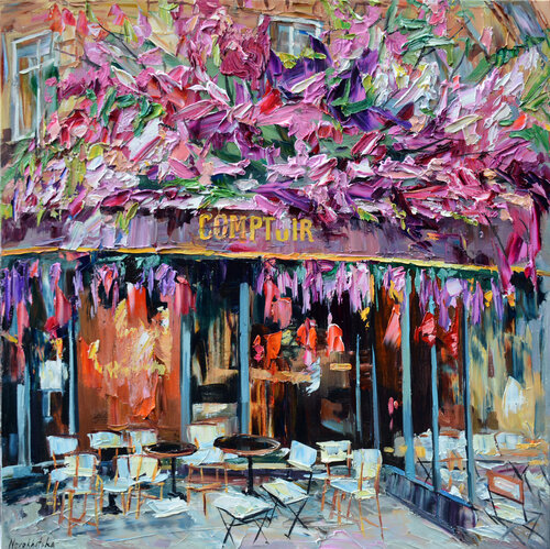 Café Comptoir par Olga Novokhatska, Peinture en vente sur Singulart