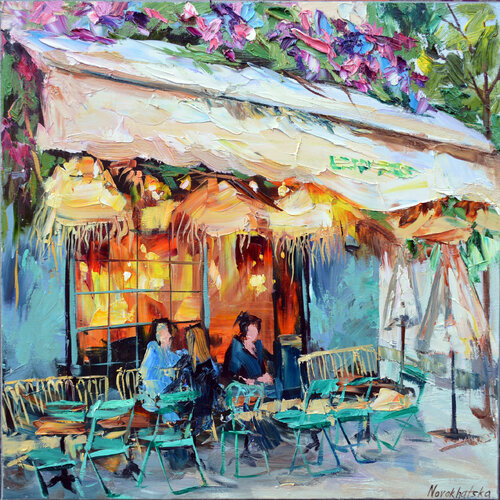 Café place du Victor Hugo par Olga Novokhatska, Peinture en vente sur Singulart