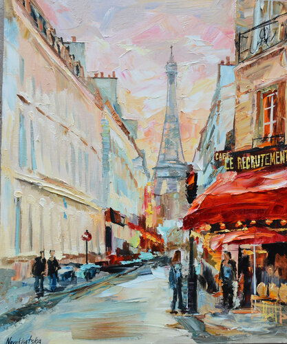 Café Le Recrutement di Olga Novokhatska, Pittura in vendita su Singulart