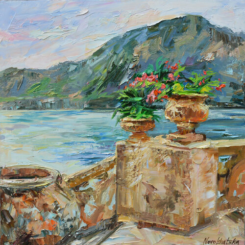 Etude de la villa Balbianello par Olga Novokhatska, Peinture en vente sur Singulart