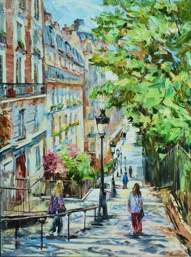 Escalier à Montmartre di Olga Novokhatska, Pittura in vendita su Singulart