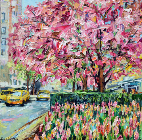 Les fleurs à New-York di Olga Novokhatska, Pittura in vendita su Singulart