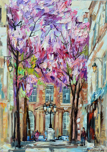 Place de Fürstenberg au printemps par Olga Novokhatska, Peinture en vente sur Singulart
