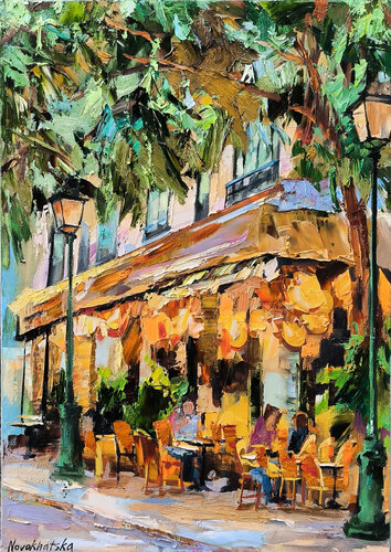 Café orange par Olga Novokhatska, Peinture en vente sur Singulart