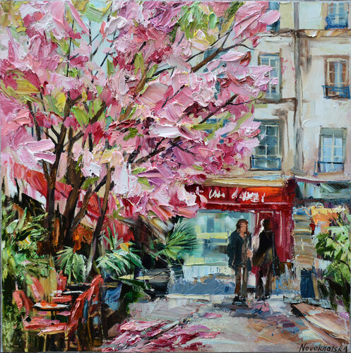 Printemps en ville di Olga Novokhatska, Pittura in vendita su Singulart