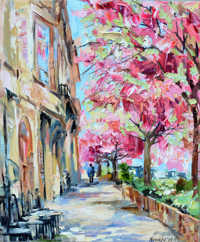Printemps en ville II di Olga Novokhatska, Pittura in vendita su Singulart