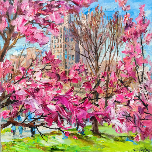 Central parc au printemps par Olga Novokhatska, Peinture en vente sur Singulart