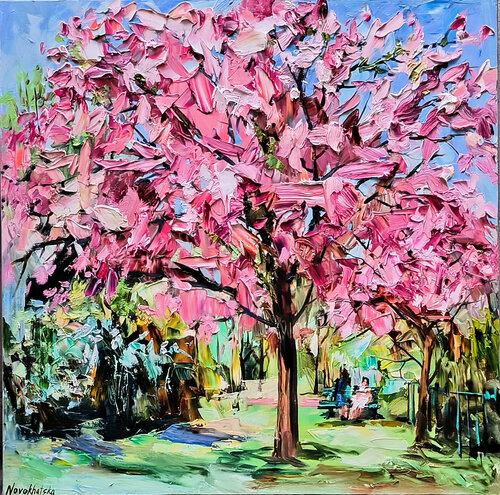 Arbres en fleurs di Olga Novokhatska, Pittura in vendita su Singulart