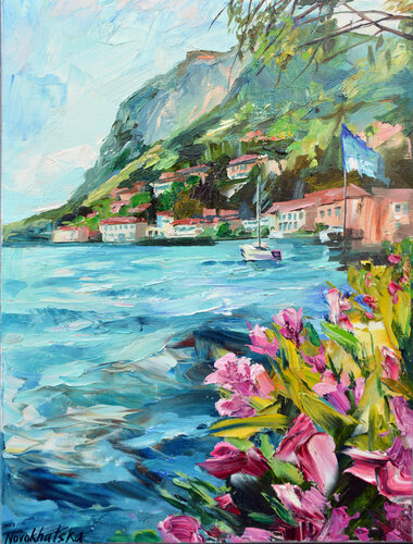 Lac de Côme di Olga Novokhatska, Pittura in vendita su Singulart