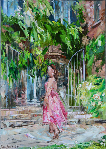 Dans un jardin par Olga Novokhatska, Peinture en vente sur Singulart