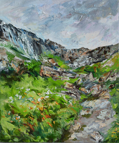 Sentier dans les Alpes par Olga Novokhatska, Peinture en vente sur Singulart