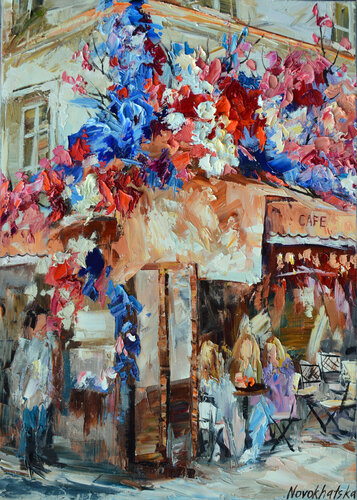 Café fleuri par Olga Novokhatska, Peinture en vente sur Singulart