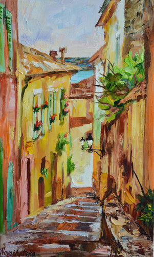 Petite rue de Menton di Olga Novokhatska, Pittura in vendita su Singulart