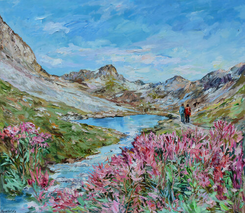 Printemps dans les Alpes par Olga Novokhatska, Peinture en vente sur Singulart