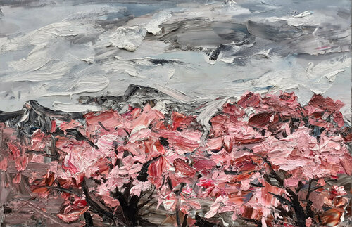 Montagnes au printemps par Olga Novokhatska, Peinture en vente sur Singulart