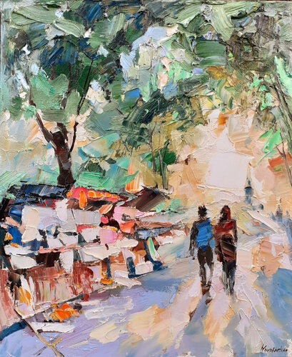 Sur les quais des bouquinistes par Olga Novokhatska, Peinture en vente sur Singulart