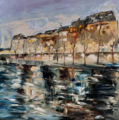 Seine la nuit par Olga Novokhatska, Peinture en vente sur Singulart