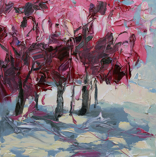 Arbres roses par Olga Novokhatska, Peinture en vente sur Singulart