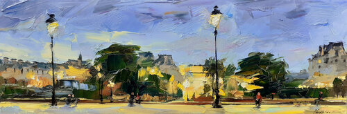Louvre le soir par Olga Novokhatska, Peinture en vente sur Singulart