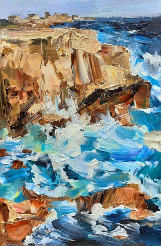 Roches de Bretagne par Olga Novokhatska, Peinture en vente sur Singulart