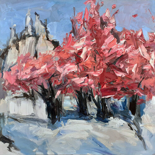 Arbres de printemps par Olga Novokhatska, Peinture en vente sur Singulart