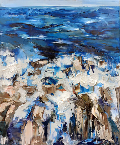 Les vagues et les rochers par Olga Novokhatska, Peinture en vente sur Singulart