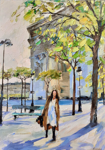 Place de l'Etoile au printemps par Olga Novokhatska, Peinture en vente sur Singulart
