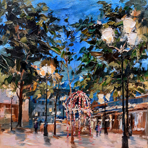 Place de la Comédie Française le soir par Olga Novokhatska, Peinture en vente sur Singulart