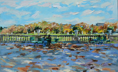 Jardin du Luxembourg en automne par Olga Novokhatska, Peinture en vente sur Singulart