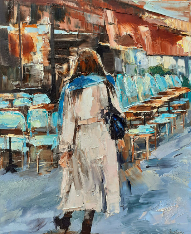 Devant le café Olga Novokhatska