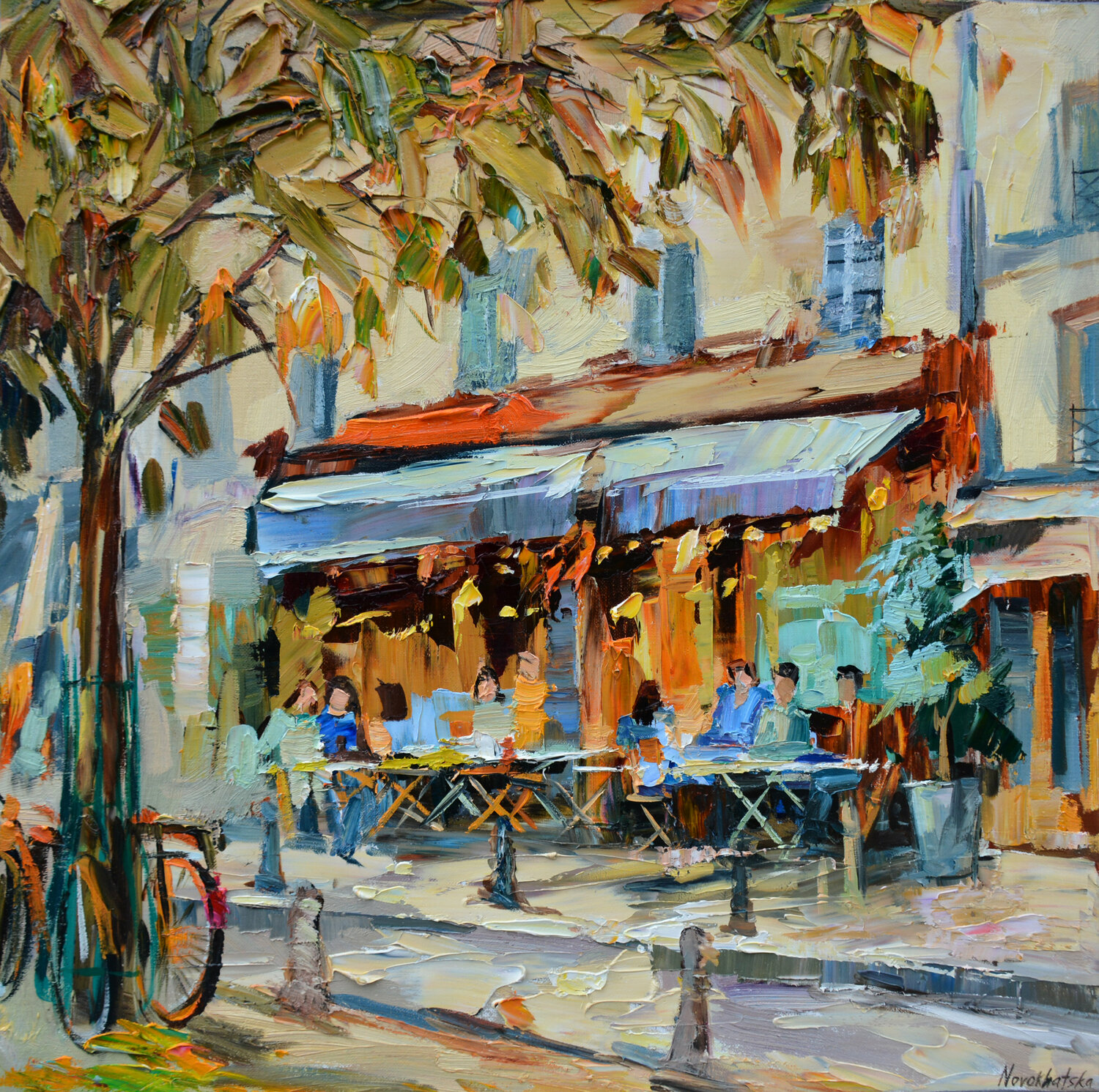 Café à Montmartre III Olga Novokhatska Originalgemälde zu verkaufen