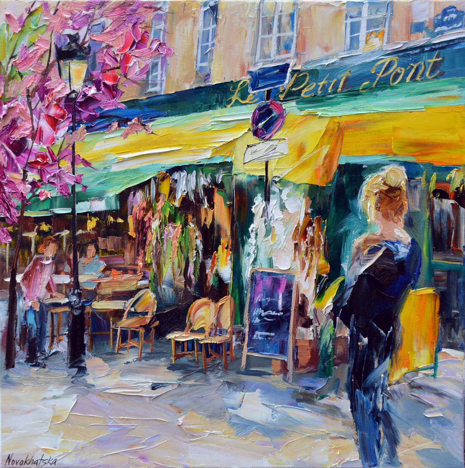 Café Le Petit Pont Olga Novokhatska Originalgemälde zu verkaufen