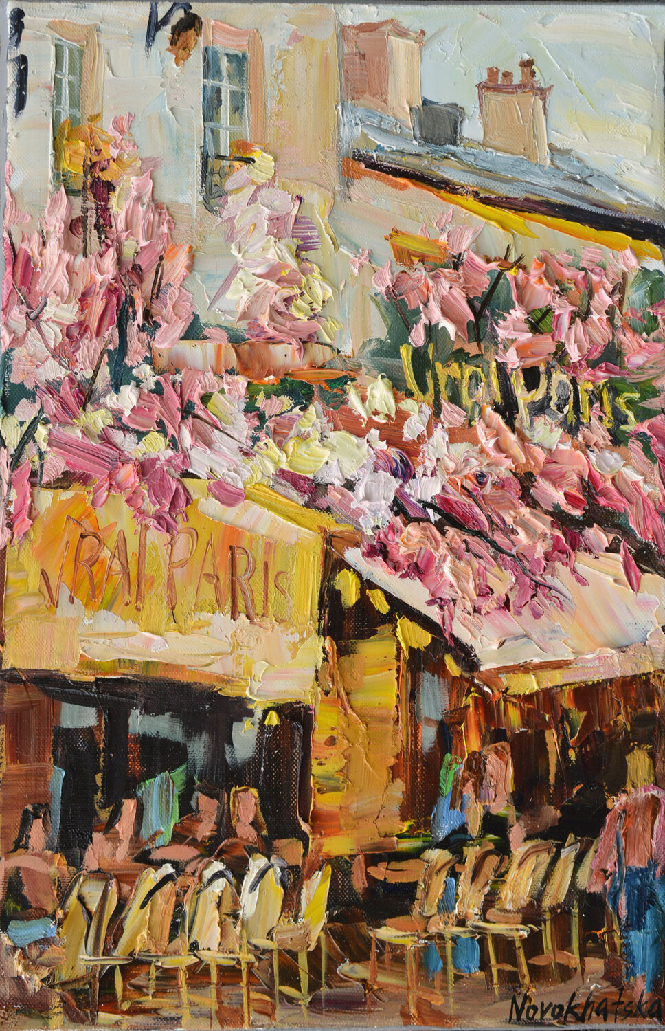 Café Le Vrai Paris Olga Novokhatska Originalgemälde zu verkaufen