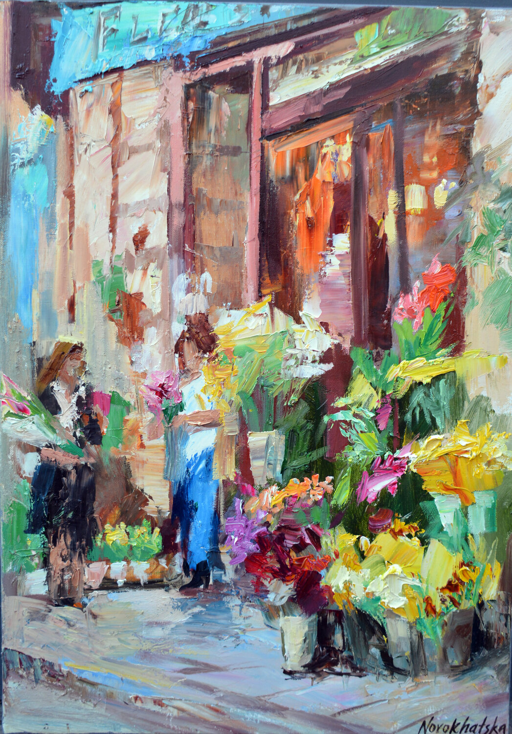 Devant la boutique du fleuriste Olga Novokhatska