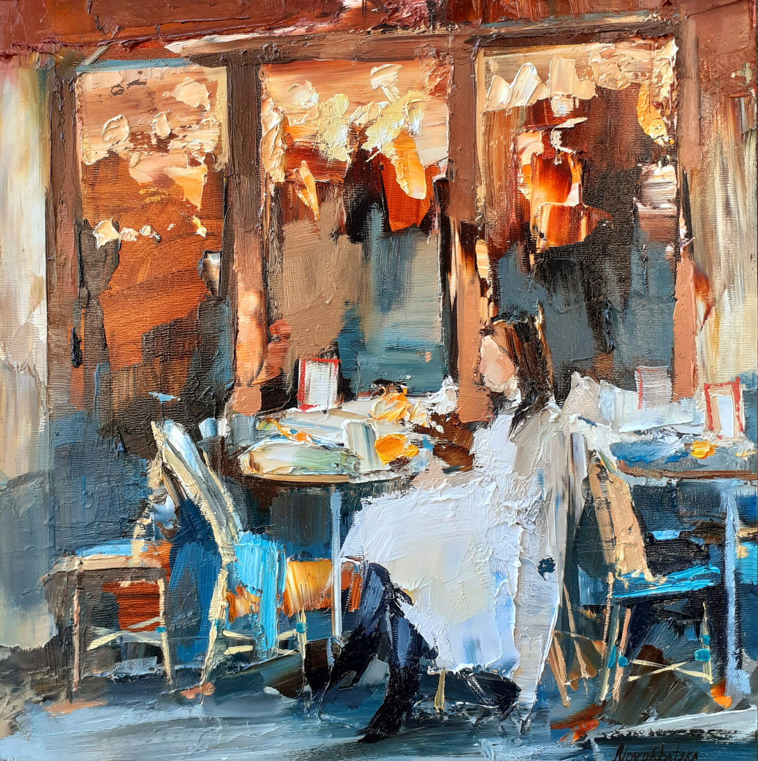 Etude du café II Olga Novokhatska Originalgemälde zu verkaufen