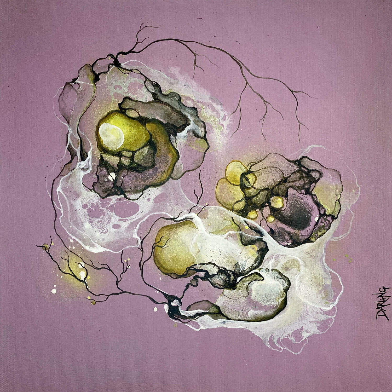 Rikke Darling 『A Twisted Way』デンマーク 絵画 抽象画 アクリル スプレーペイント アート 画家 リッケ・ダーリング R2505-085 Rikke Darling 『A Twisted Way』デンマーク 絵画 抽象画