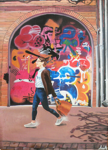 Rosalie et ses graffitis van Emilie Pannier, Schilderij te koop op Singulart