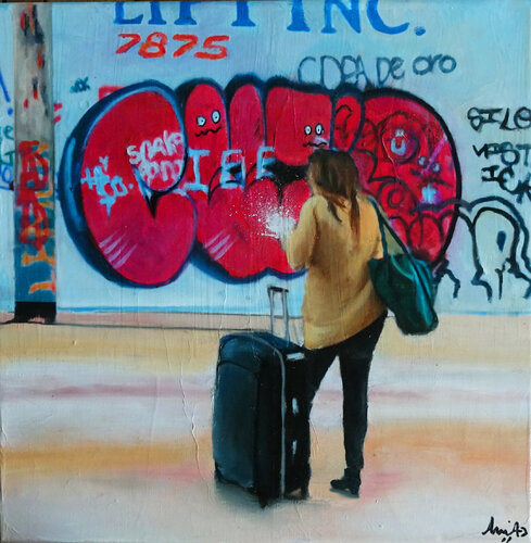 La Voyageuse Immobile van Emilie Pannier, Schilderij te koop op Singulart