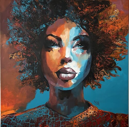 Turquoise di Lysiane Beck, Pittura in vendita su Singulart