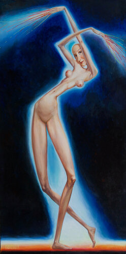 LA FÉE D'ARTIFICE by Myriam Feuilloley, 油畫 for Sale on Singulart