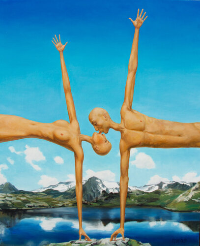 Les amoureux grimpeurs by Myriam Feuilloley, 油畫 for Sale on Singulart