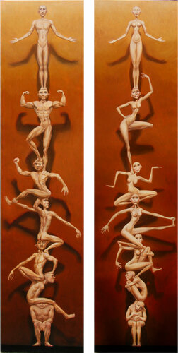 Colonnes du Roi Soufre et de la Reine Mercure by Myriam Feuilloley, 油畫 for Sale on Singulart