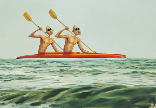 LES PAGAYEURS by Myriam Feuilloley, 油畫 for Sale on Singulart