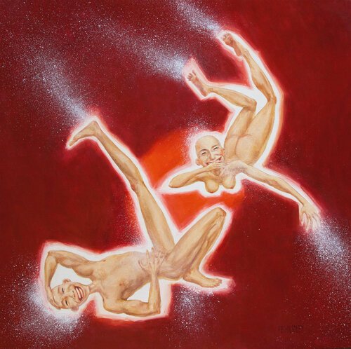 Fou-rire en rouge by Myriam Feuilloley, 油畫 for Sale on Singulart