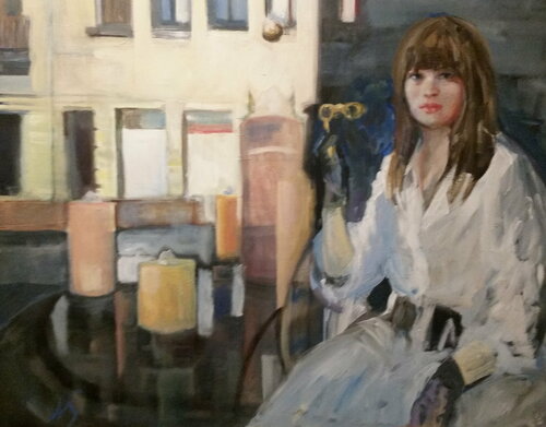 Besuch eine Nixe auf Kapuzinerplatz. Die Dame in Wei par Nataliy Schenkmann, Peinture en vente sur Singulart