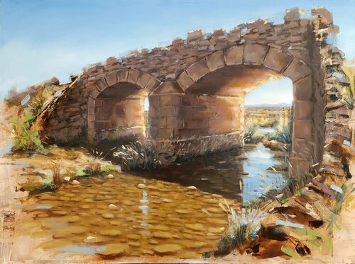 PUENTE ANTIGUO par Juan Francisco Gomez Cambronero, Peinture en vente sur Singulart