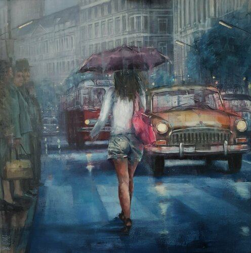 LLUVIA EN BUDAPEST par Juan Francisco Gomez Cambronero, Peinture en vente sur Singulart