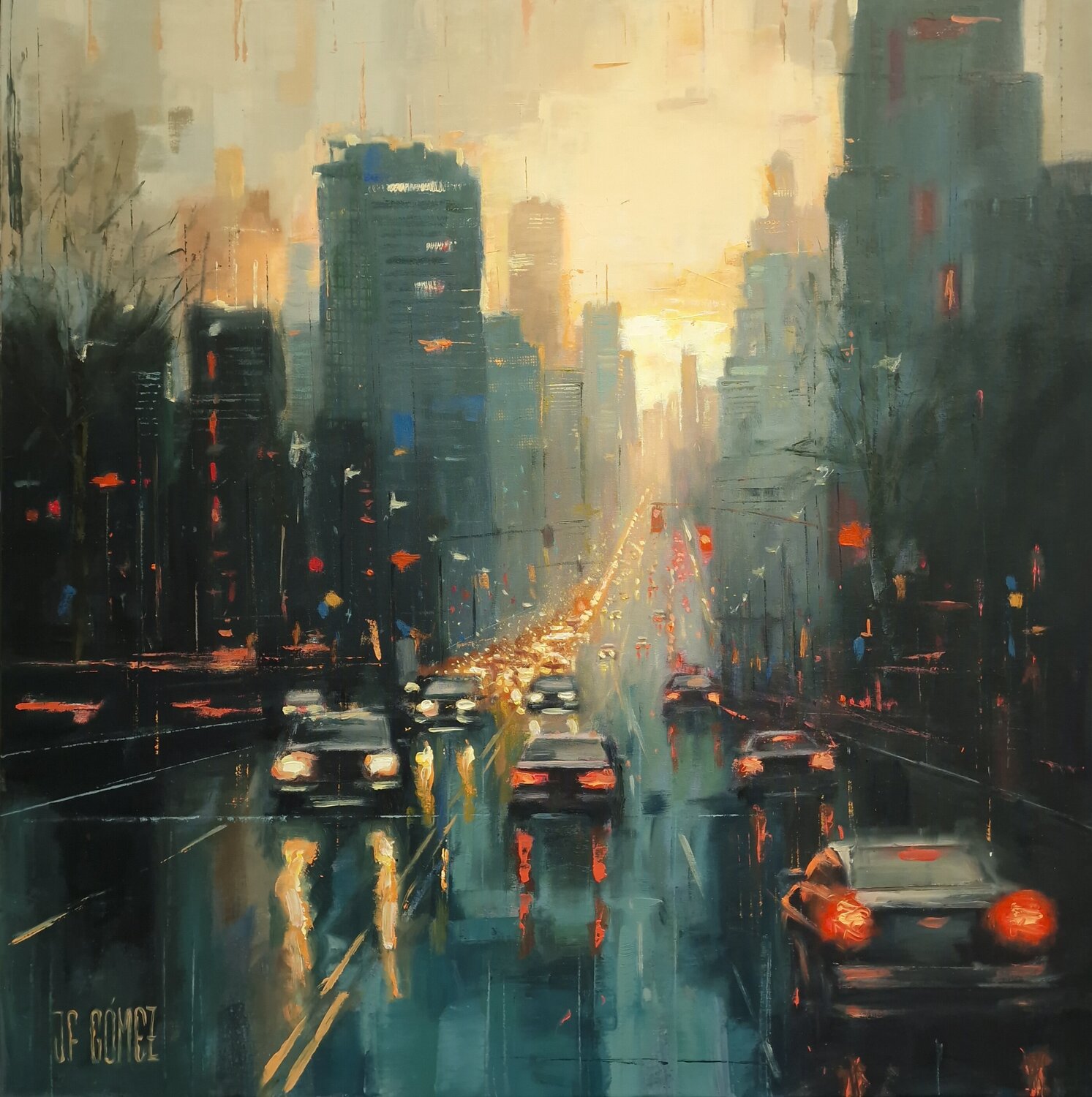 VIDA EN LA CIUDAD II Juan Francisco Gomez Cambronero Dipinto originale in vendita