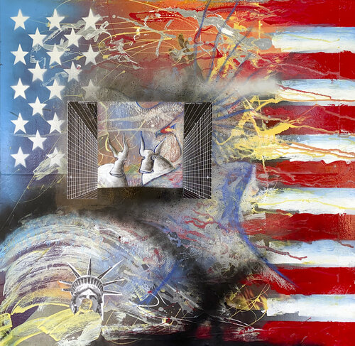 f-02 The Aliens di Aleks Rosenberg, Pittura in vendita su Singulart